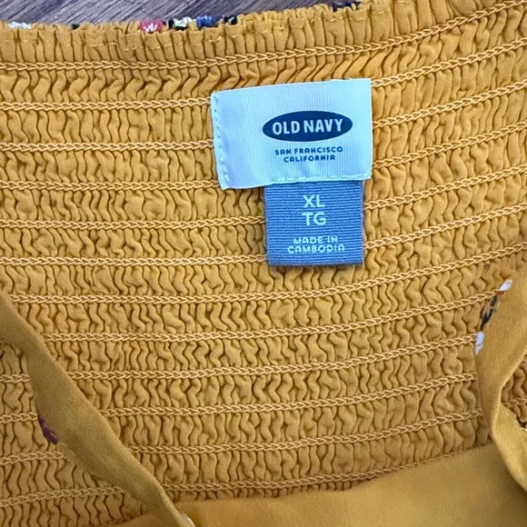 Old Navy Mustard Smocked Dress - Picture 2 of 3